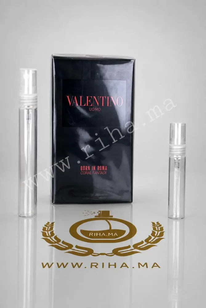 Decantage Valentino Uomo Born In Roma Coral Fantasy Eau de Toilette pour homme Flacon de decantage valentino uomo born in roma coral fantasy sur fond noir