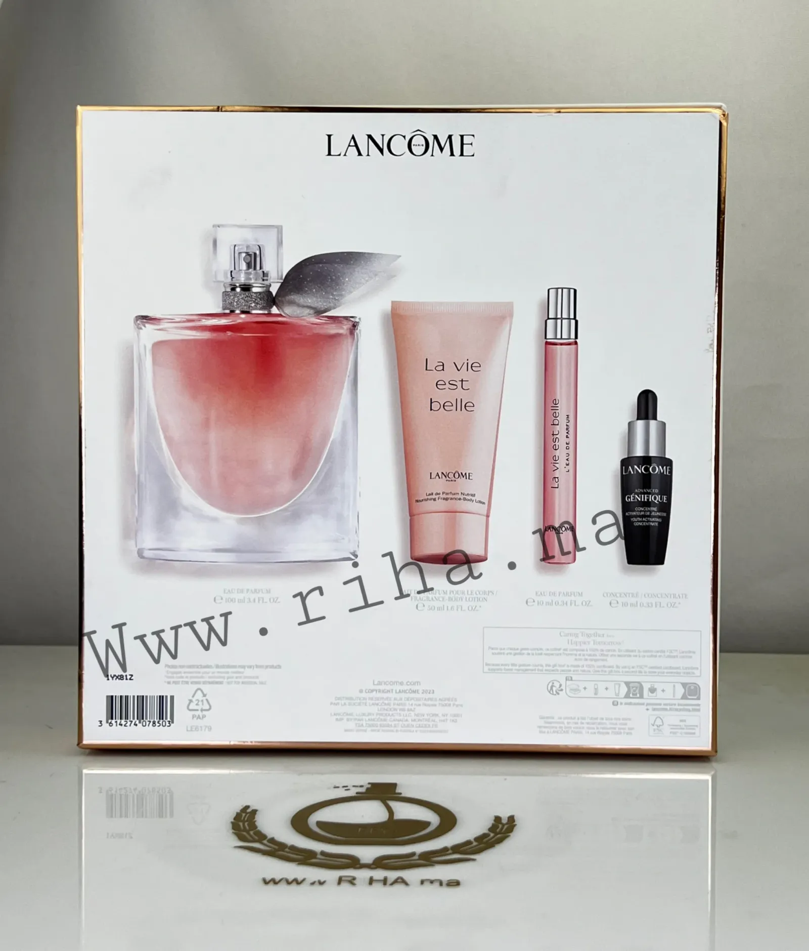 Coffret Cadaux La Vie Est Belle Lancôme Eau De Parfum Pour Femme 100ML — photo 3 Coffret cadaux la vie est belle Lancôme eau de parfum 100ml sur fond blanc — vue 3