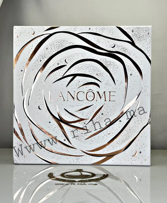 Coffret cadaux la vie est belle Lancôme eau de parfum 100ml sur fond blanc