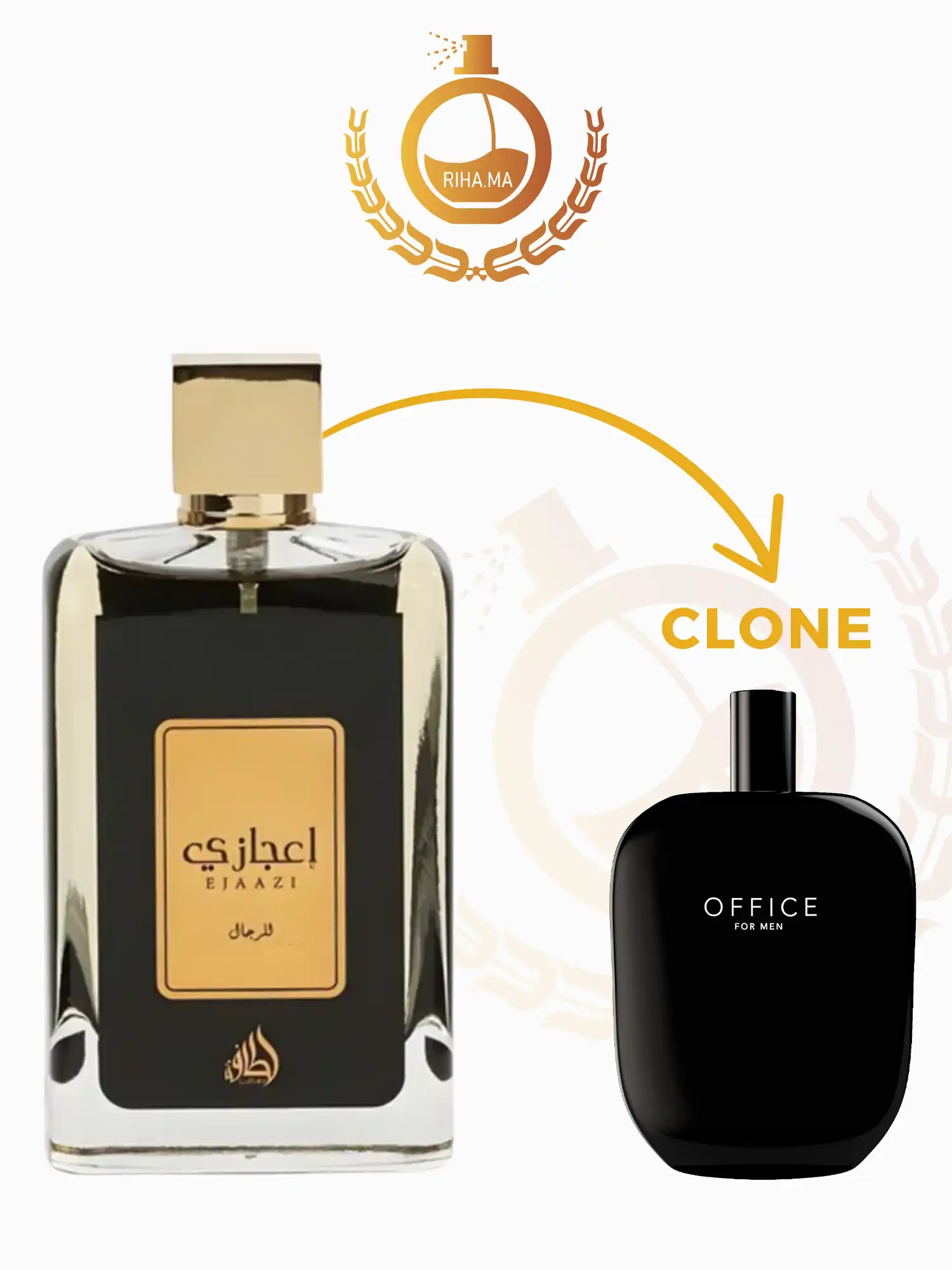 Ejaazii Lattafa Eau de Parfum Pour Homme 100ml — photo 2 Flacon Ejaazii Lattafa eau de parfum homme 100ml fond blanc épuré — vue 2