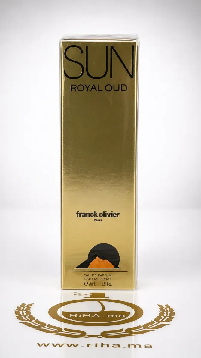 Flacon de royal oud frank Franck Olivier sur fond sombre élégant