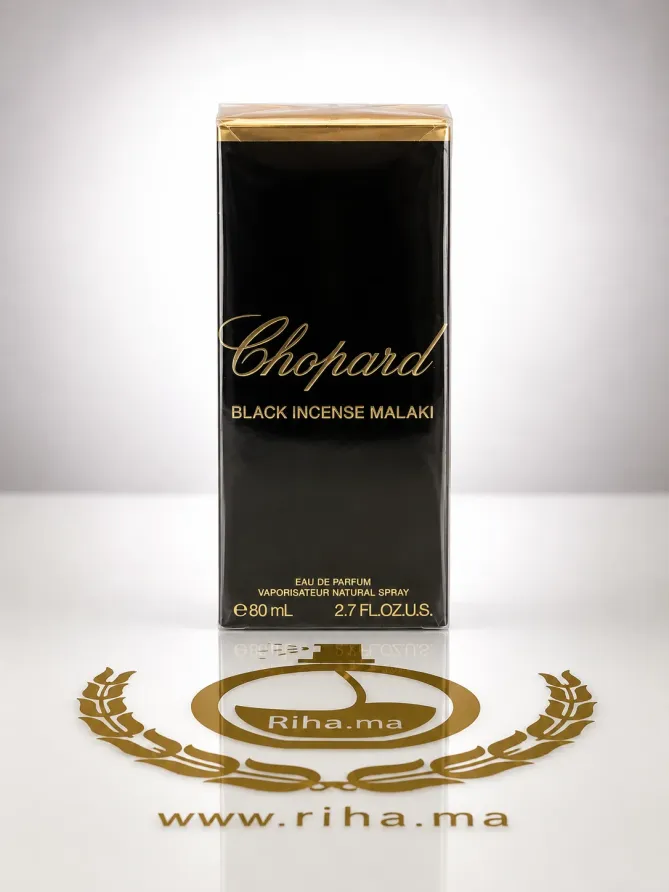 Black Incense Malaki Chopard eau de parfum 80ml Flacon de parfum black incense malaki chopard sur fond sombre élégant