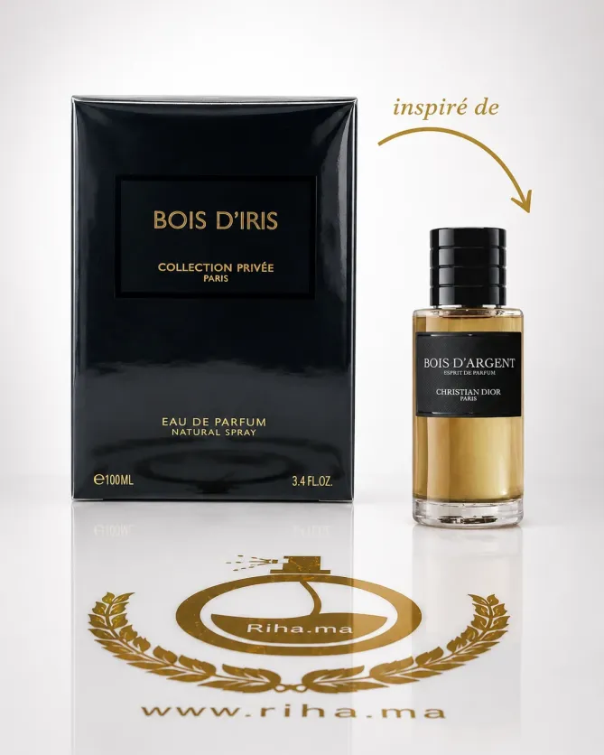 Flacon de parfum bois diris geparlys sur fond élégant