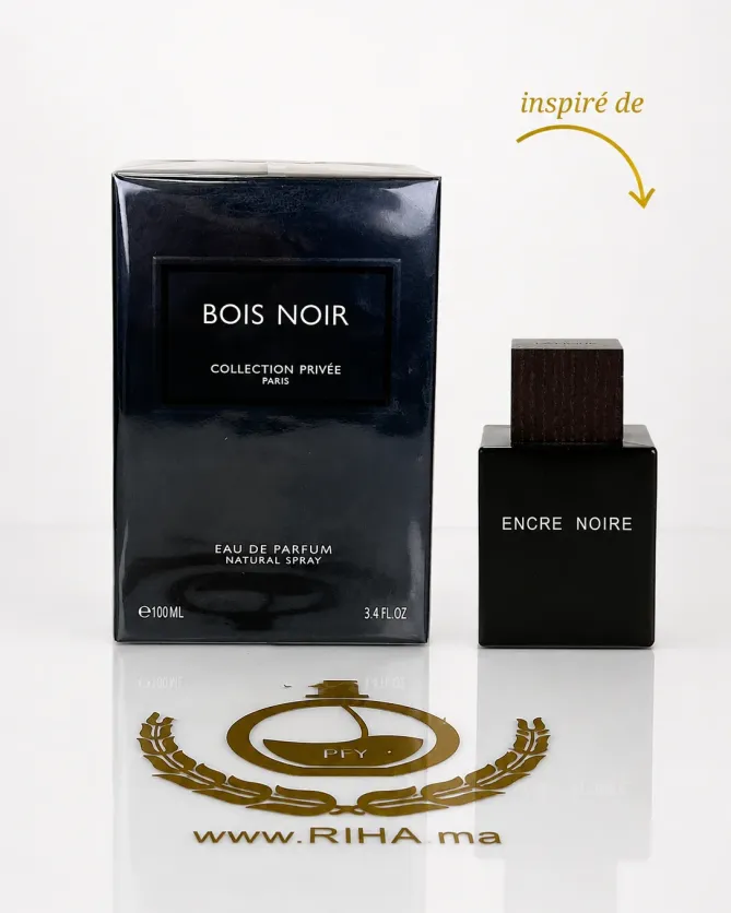Flacon de BOIS NOIR Collection Privee Geparlys sur fond sombre élégant