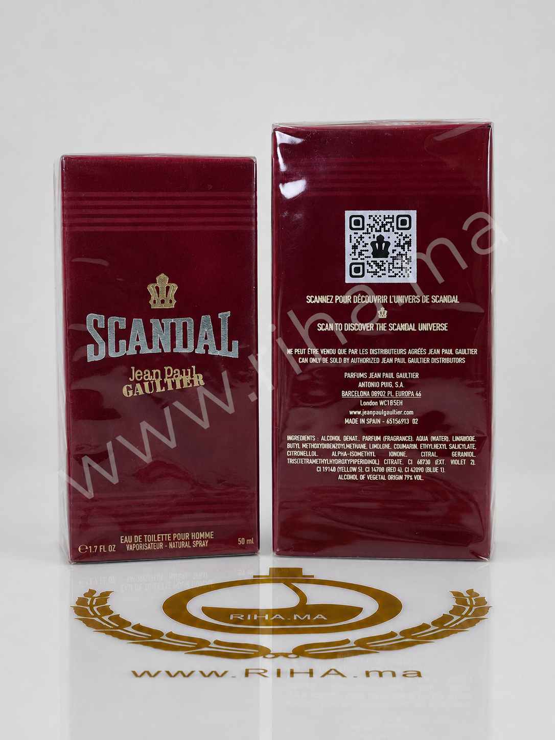 Scandal Jean Paul Gaultier Eau de Toilette Pour Homme 50ml 100ml — photo 2 Flacon scandal jean paul gaultier eau de toilette homme sur fond sombre élégant — vue 2