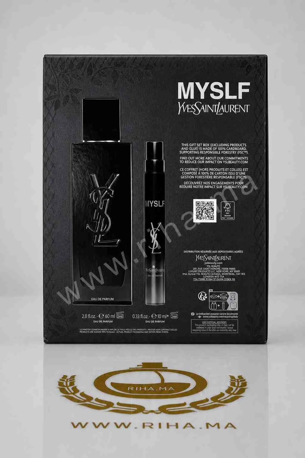 Coffret Cadeaux MYSLF Eau de Parfum Yves Saint Laurent Pour Homme 60ml + 10ml — photo 3 Coffret myslf yves saint laurent avec flacon 60ml et 10ml — vue 3