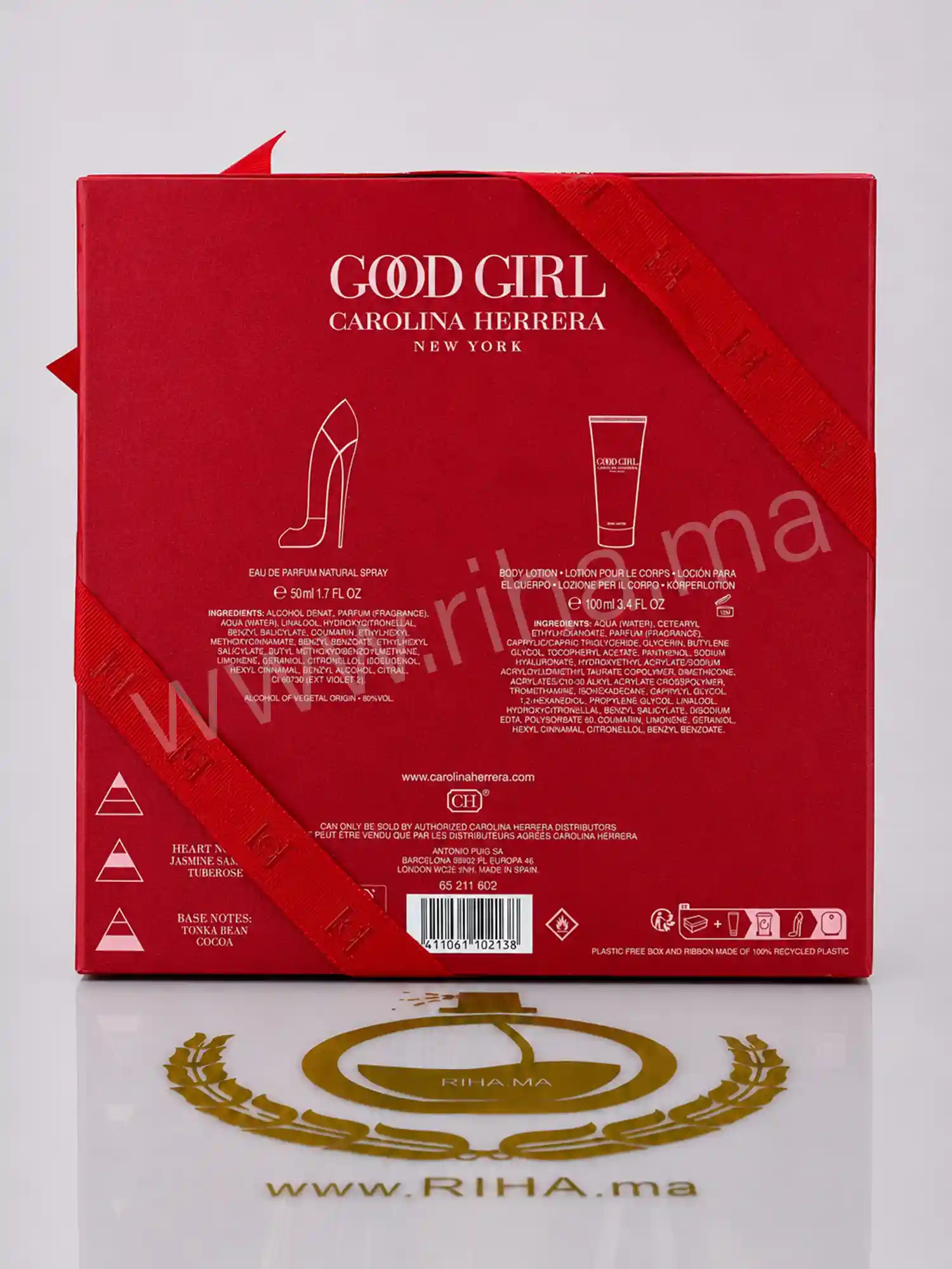 Coffret Good Girl Carolina Herrera Eau de Parfum Pour Femme — photo 3 Coffret Good Girl avec flacon talon sur fond élégant — vue 3