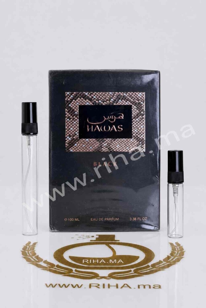 Decantage Hawas Black Rasasi Eau de Parfum Pour Homme Authentic decantage hawas black rasasi — Flacon de décantage hawas black rasasi avec vaporisateur