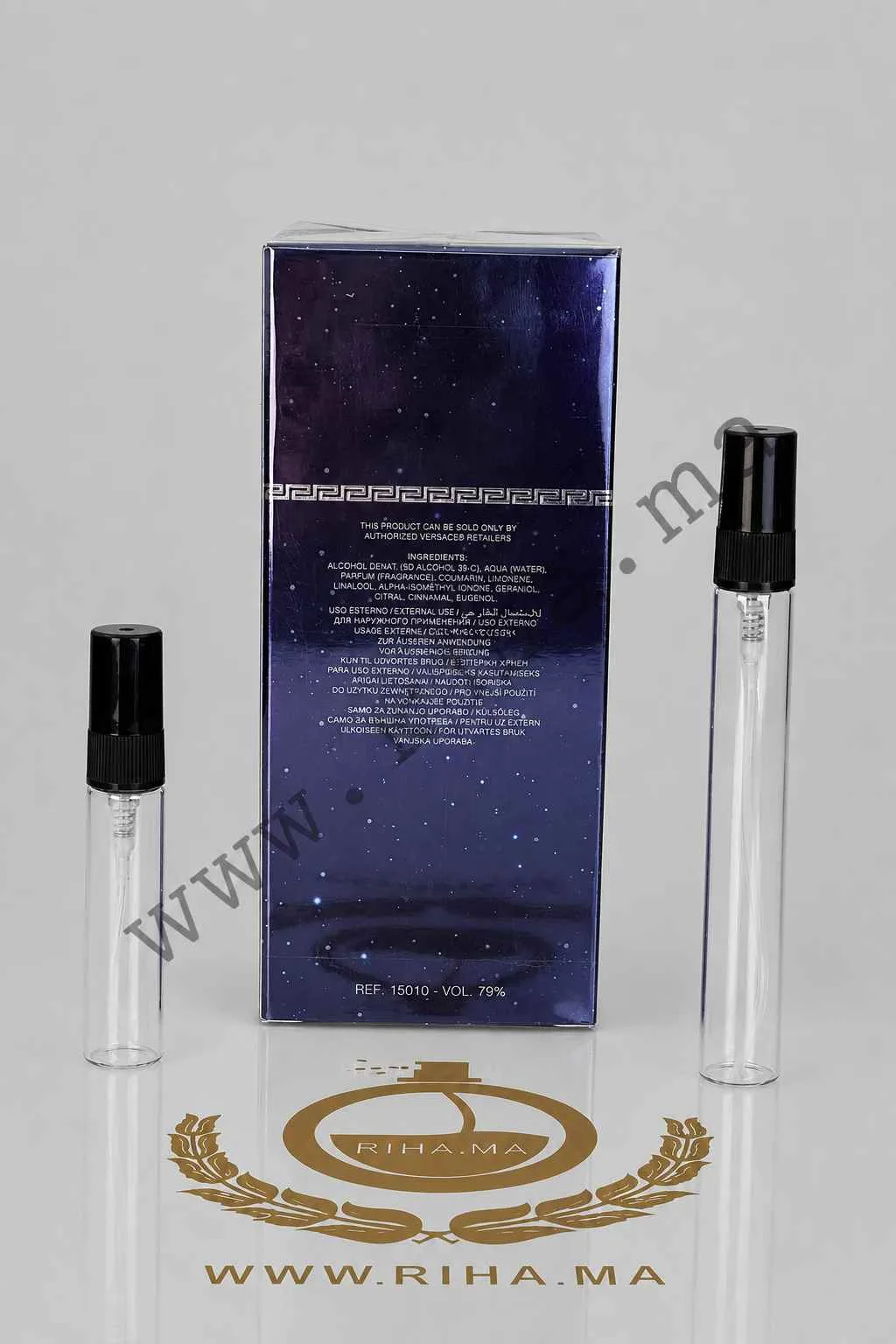 Decantage The Dreamer Versace Eau De Toilette pour homme — photo 2 Flacon de decantage the dreamer versace posé sur fond blanc — vue 2