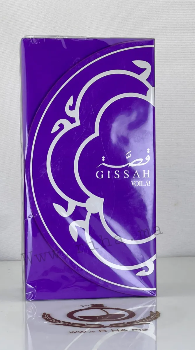 Gissah Voila Eau de Parfum Pour Homme et Femme 200ML Flacon de Gissah Voila eau de parfum posé sur fond blanc