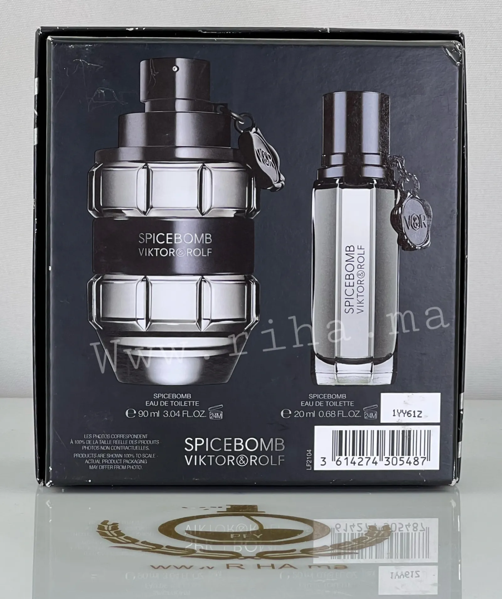 Coffret Cadeau Spicebomb Viktor&Rolf Eau de Toilette Pour Homme 90ml Authentic — photo 3 Coffret cadeau spicebomb viktorrolf eau de toilette 90 ml posé sur fond sombre — vue 3
