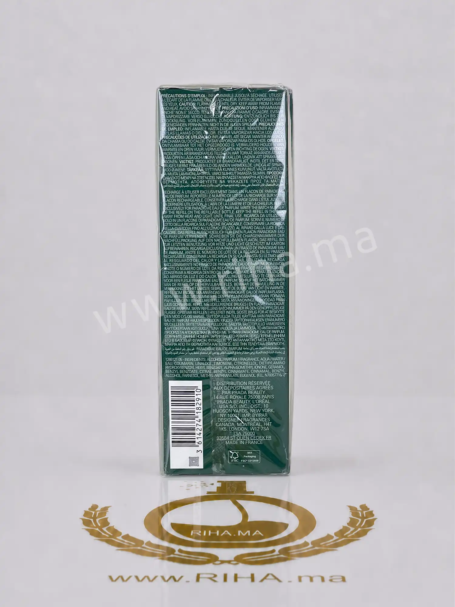 Refill Prada Paradigme Pour Homme Authentic 100ml — photo 2 Flacon refill Prada Paradigme pour homme posé sur fond élégant — vue 2