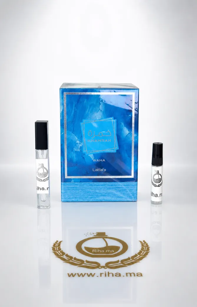 Décantage Khamrah Waha – Eau de Parfum Unisexe 100ml decantage khamrah waha — Flacon de décantage Khamrah Waha Eau de Parfum unisexe sur fond élégant