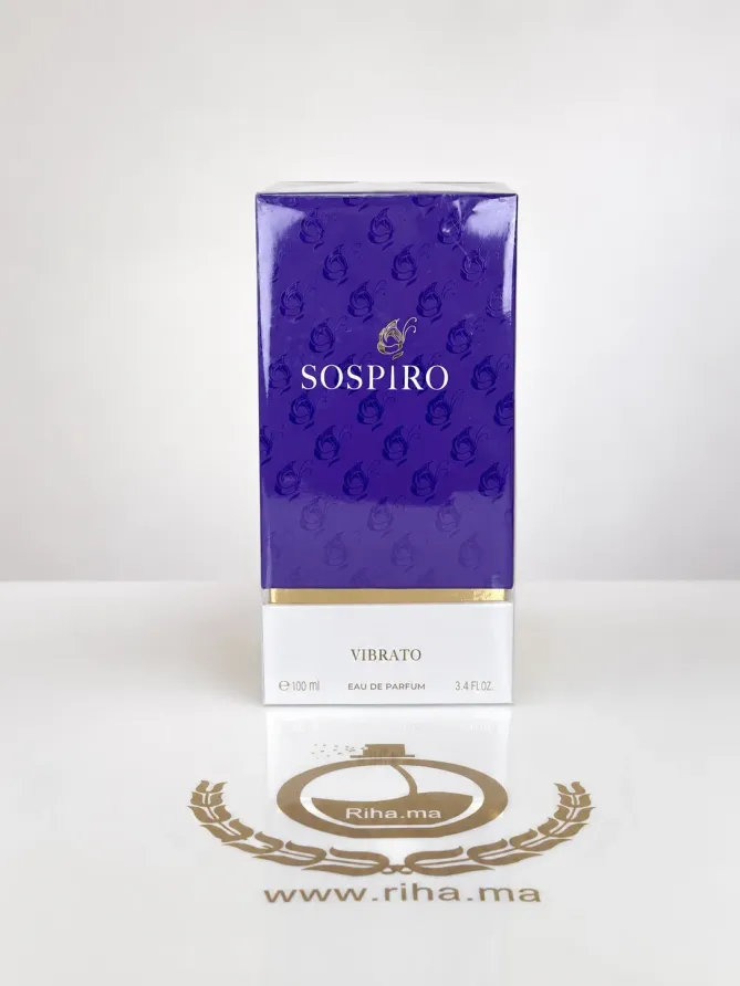 Flacon de Sospiro Perfumes Vibrato parfum niche posé sur fond sombre