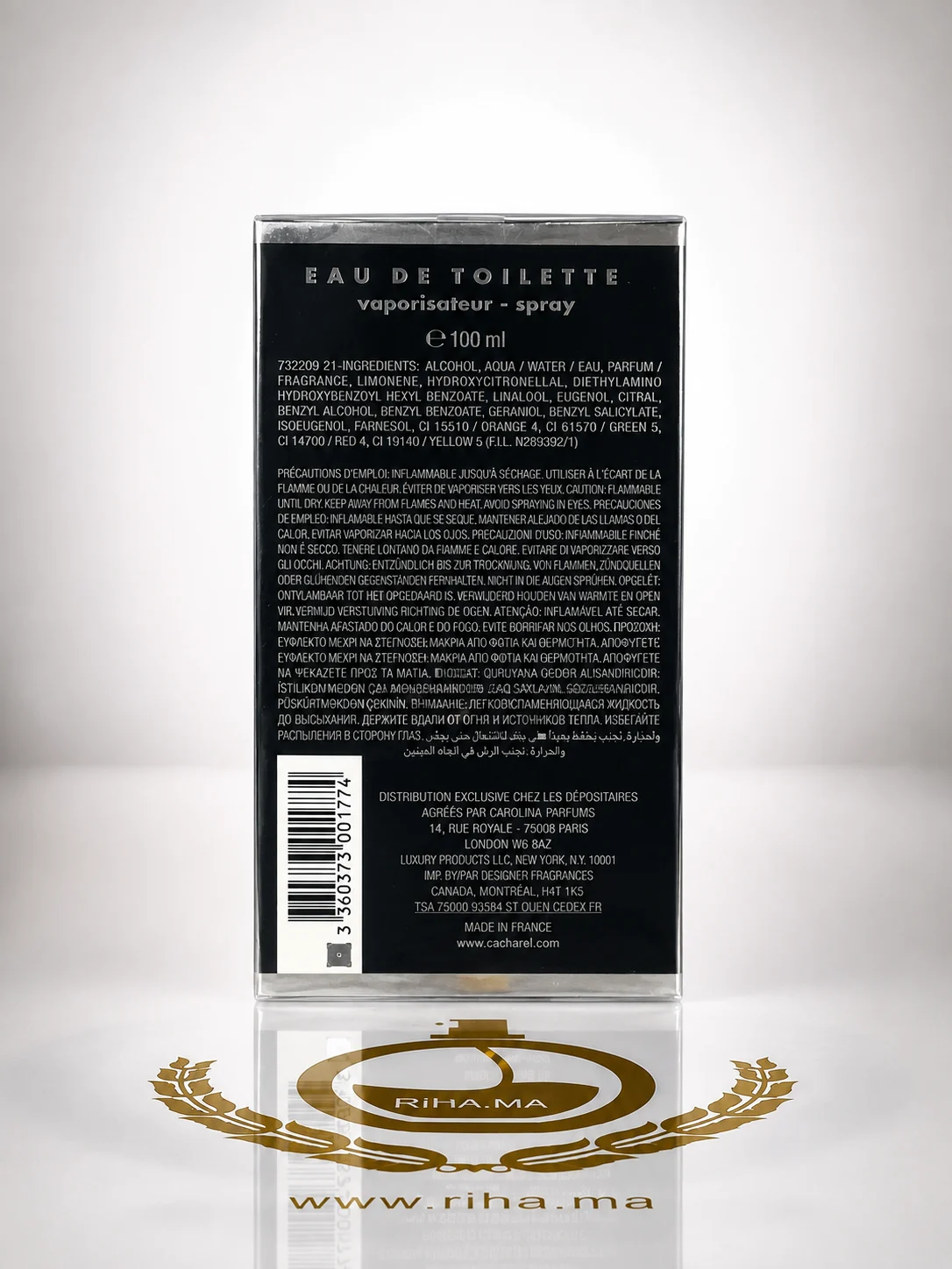 Cacharel pour L'Homme Cacharel eau de toilette 100ml — photo 2 Flacon de parfum Cacharel pour homme sur fond neutre élégant — vue 2