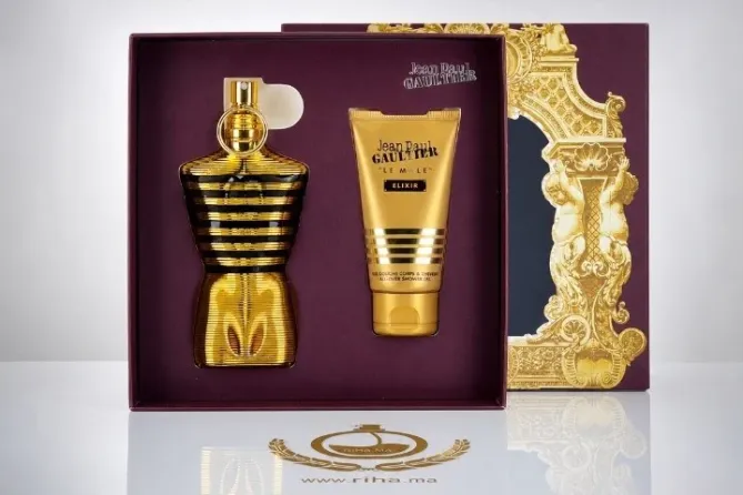 Coffret Le Male Elixir de Jean Paul Gaultier avec flacon noir