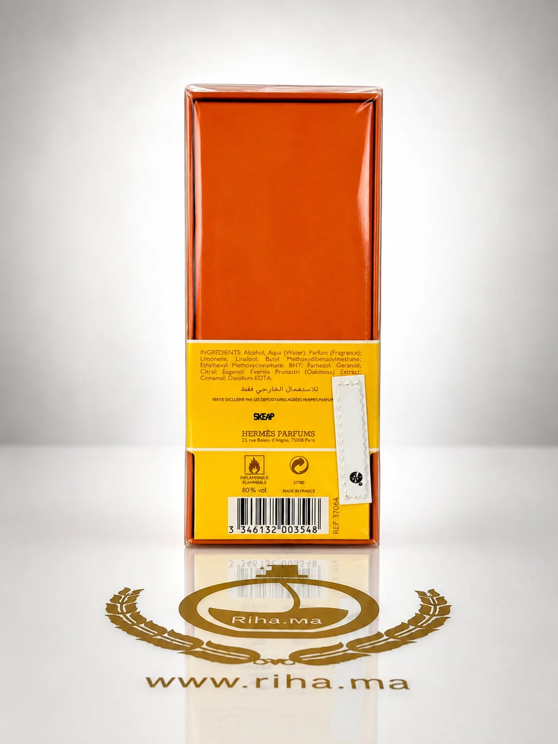 eau de néroli doré hermes eau de cologne 100ml — photo 2 Flacon d'eau de néroli doré Hermès sur fond doré — vue 2