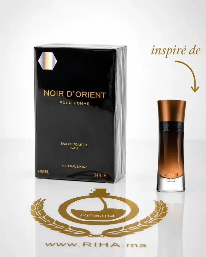 Flacon de parfum noir dorient evody boisé épicé