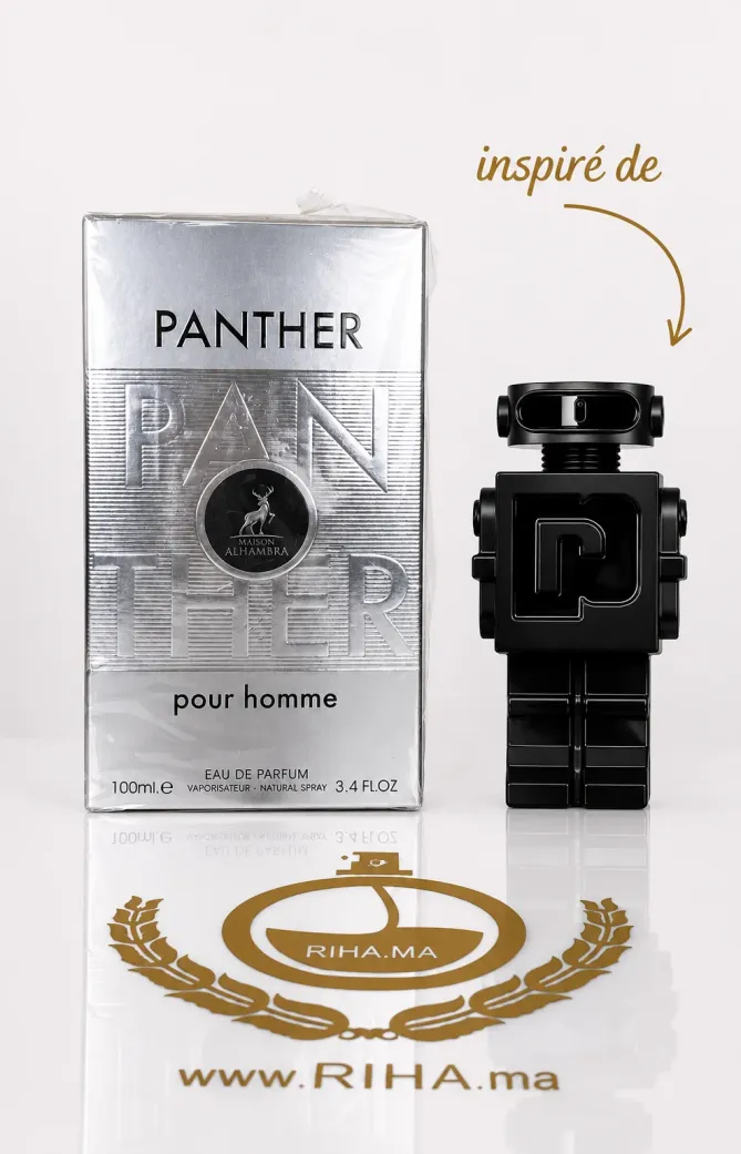 Panther Pour Homme Eau De Parfum 100ml Flacon de parfum Panther Pour Homme sur fond élégant