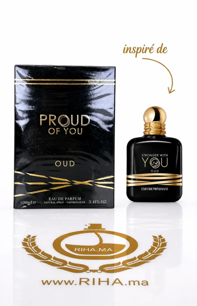 Proud of You Oud Eau De Parfum Pour Homme 100ml Flacon de parfum proud of you oud sur fond sombre élégant
