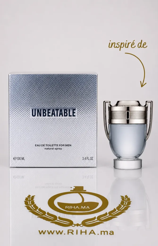 Unbeatable De GEPARLYS Eau De Toilette Pour Homme 100ml Flacon de parfum Unbeatable de GEPARLYS posé sur fond bleu