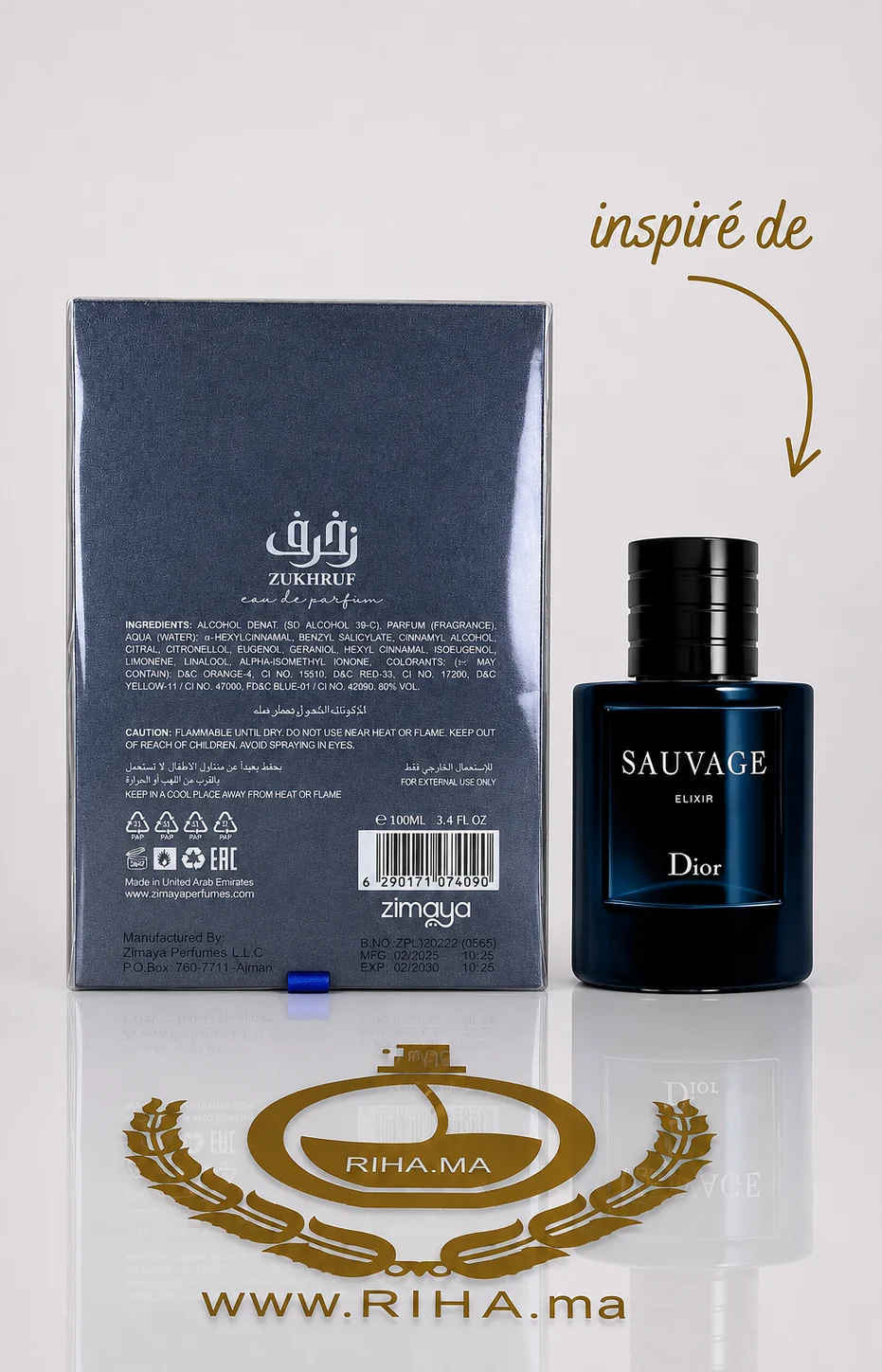 Zukhruf Black Zimaya - inspiré de Sauvage Elixir — photo 2 Flacon de parfum zukhruf black zimaya noir élégant — vue 2