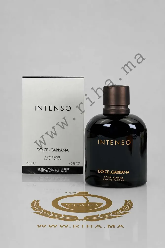 Tester Dolce Gabbana Intenso Pour Homme Eau de parfum 125ml tester dolce gabbana intenso — Flacon testeur de parfum dolce gabbana intenso sur fond sombre