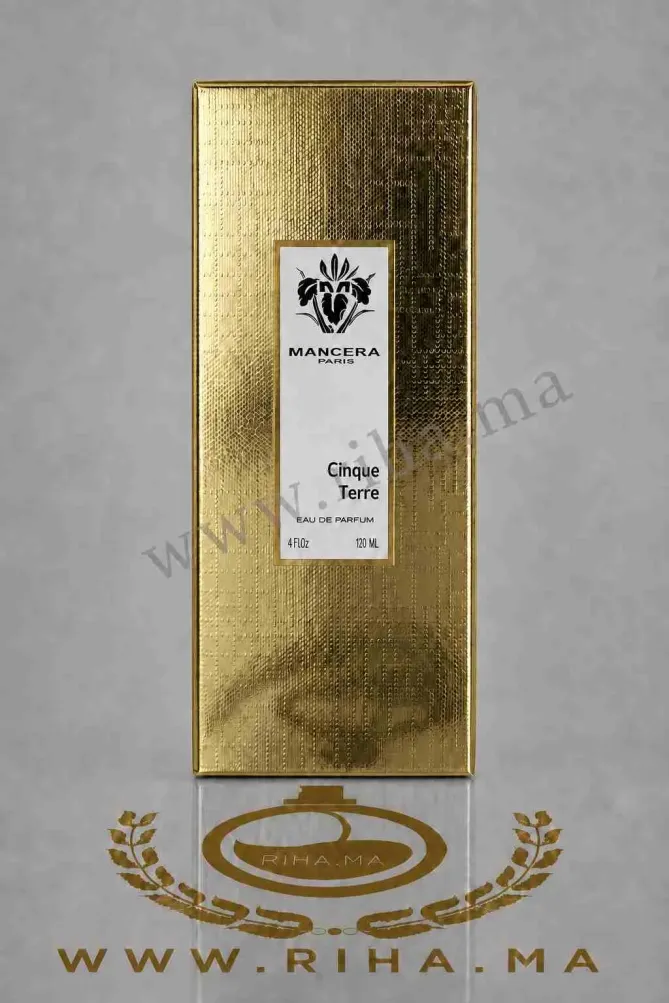 Cinque Terre Mancera Eau De Parfum 120ML Flacon de parfum Cinque Terre Mancera sur fond bleu évoquant la mer