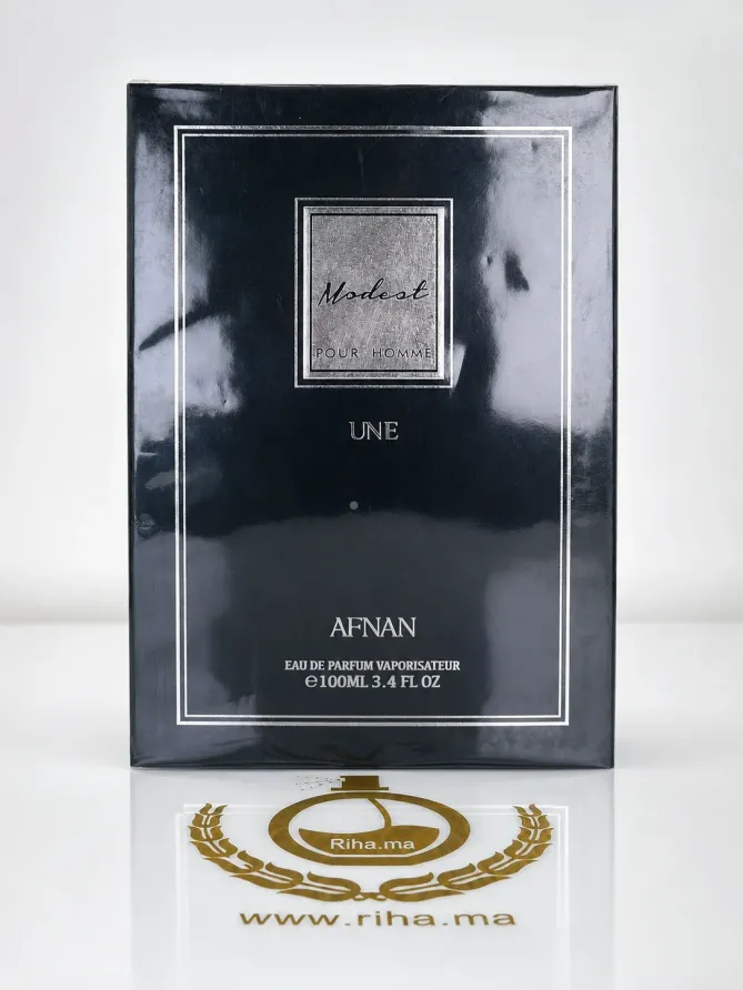Modest Pour Homme Une Afnan Eau De parfum pour homme 100ml Flacon de parfum modest pour homme Afnan sur fond sombre