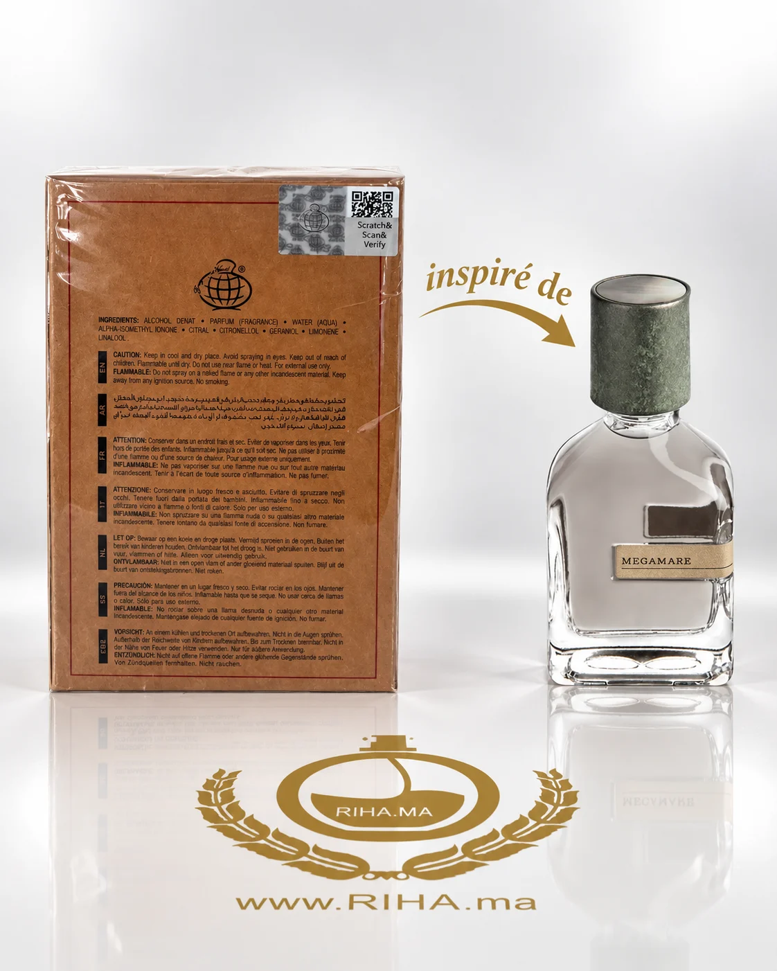 Aqua Pura Eau De Parfum 100ml — photo 2 Flacon Aqua Pura eau de parfum 100 ml sur fond clair — vue 2