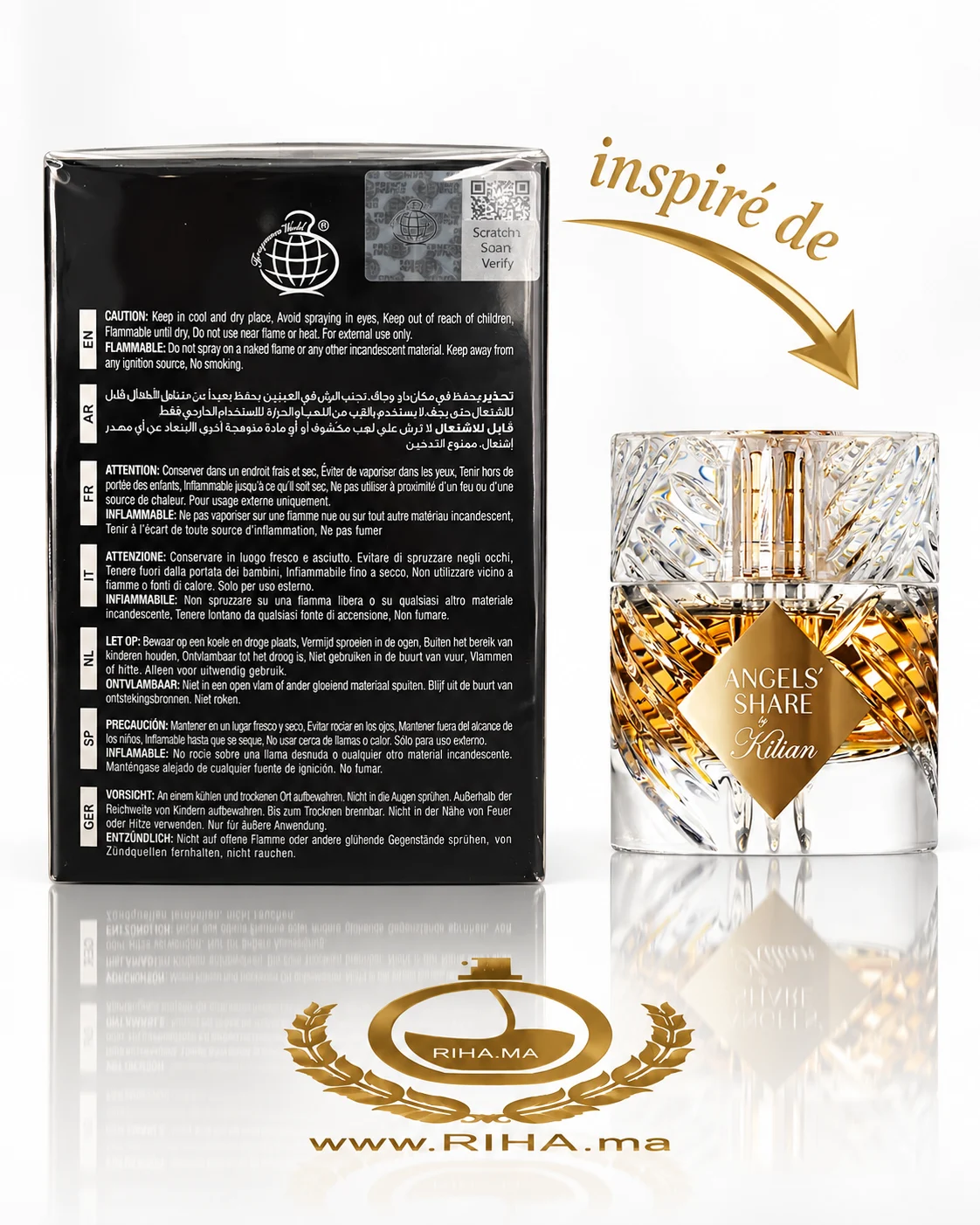 Cocktail Intense Eau De Parfum 100ml — photo 2 Flacon de parfum Cocktail Intense Eau de Parfum sur fond ambré — vue 2