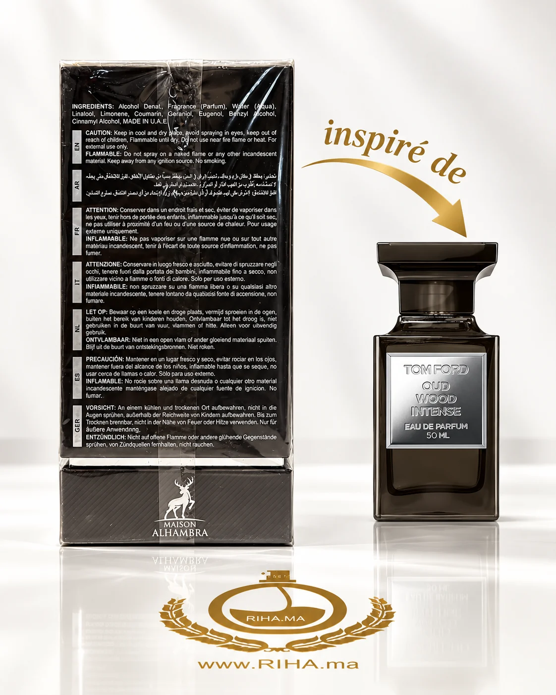 Dark Aoud Eau De Parfum Pour Homme 80ml — photo 2 Flacon de Dark Aoud eau de parfum pour homme sur fond sombre — vue 2