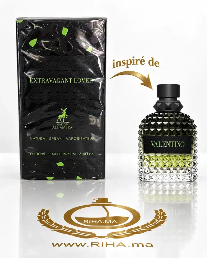 Extravgant Lover Eau De Parfum 100ml Flacon d'Extravgant Lover eau de parfum 100 ml sur fond doré