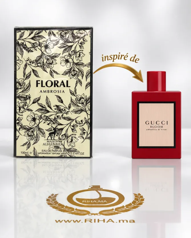 Floral Ambrosia Eau De Parfum Pour Femme 100ml Flacon Floral Ambrosia eau de parfum pour femme sur fond floral