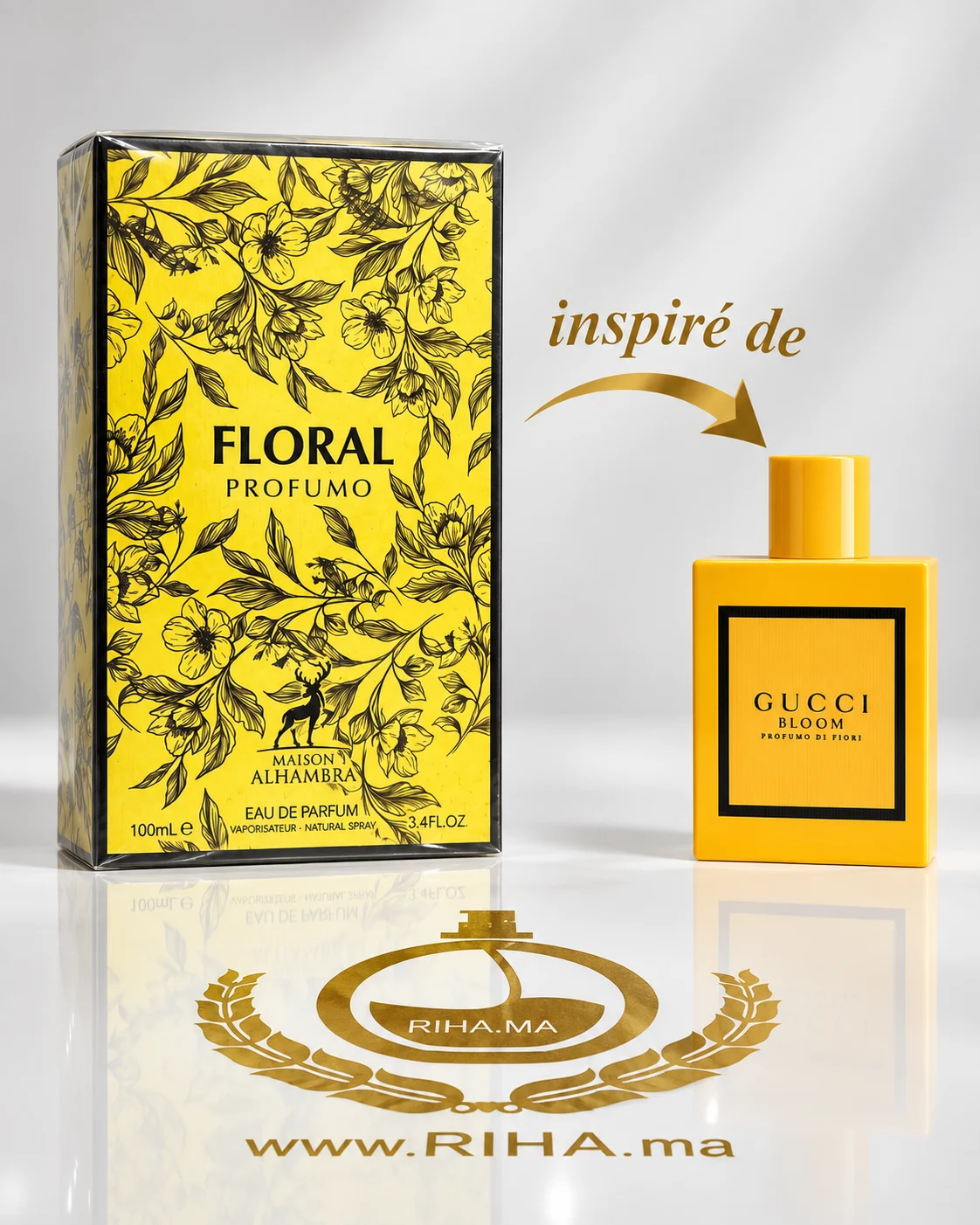 Floral Profumo Eau De Parfum Pour Femme 100ml Flacon de parfum floral profumo pour femme sur fond clair