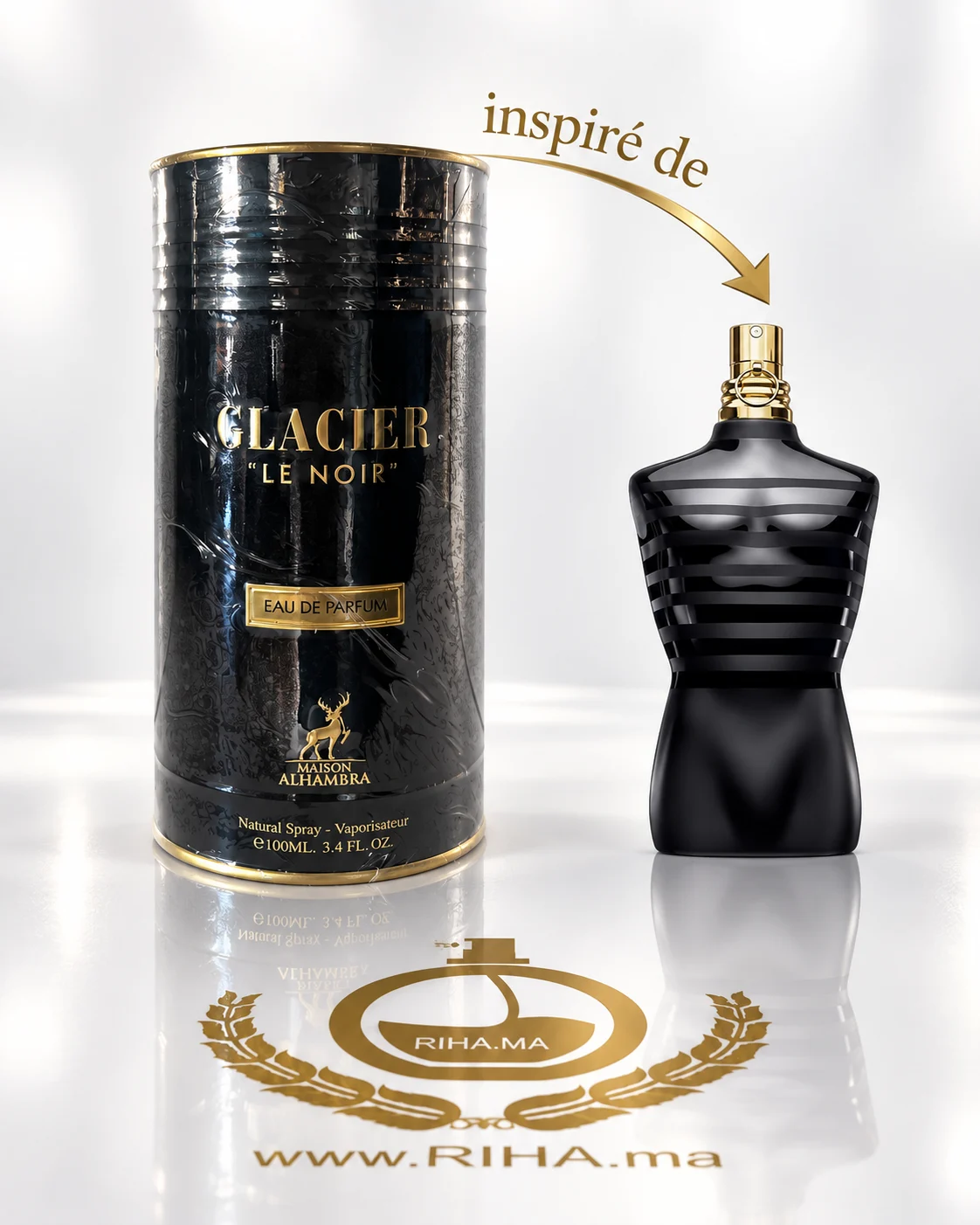 Glacier Le Noir Eau De Parfum 100ml Flacon Glacier Le Noir eau de parfum 100 ml sur fond sombre