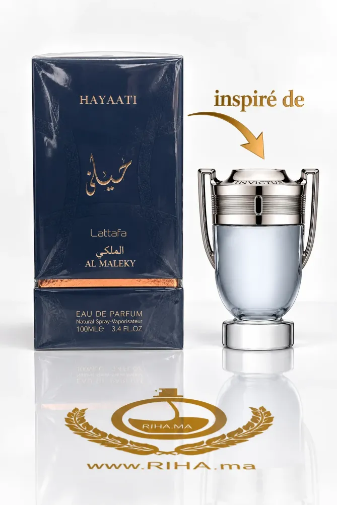 Hayaati Al Maleky Eau De Parfum 100ml Flacon Hayaati Al Maleky Eau De Parfum 100ml sur fond doré