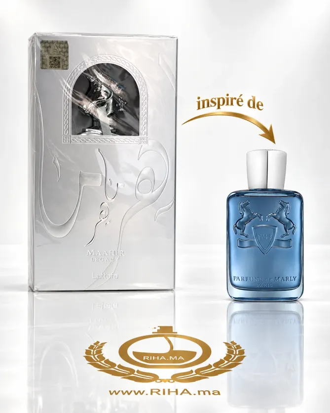 Maahir Legacy Lattafa Pour Homme 100ml Flacon Maahir Legacy Lattafa pour homme 100ml sur fond doré