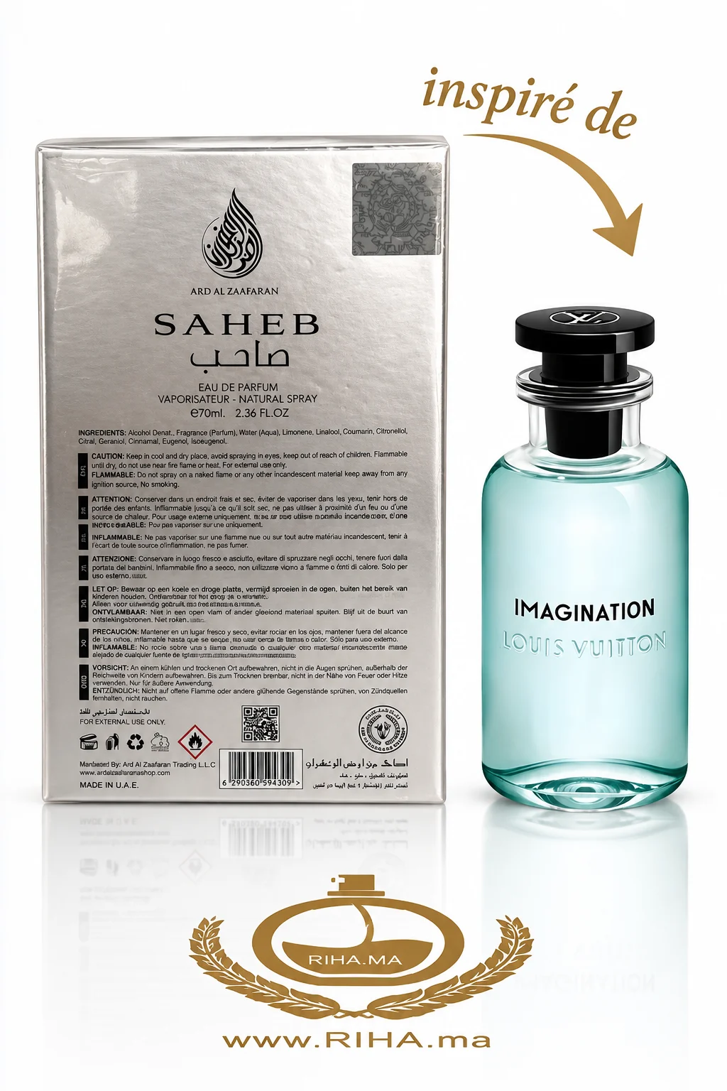 Saheb Intense Eau De Parfum Pour Homme 70ml — photo 2 Flacon de parfum Saheb Intense pour homme 70 ml élégant — vue 2