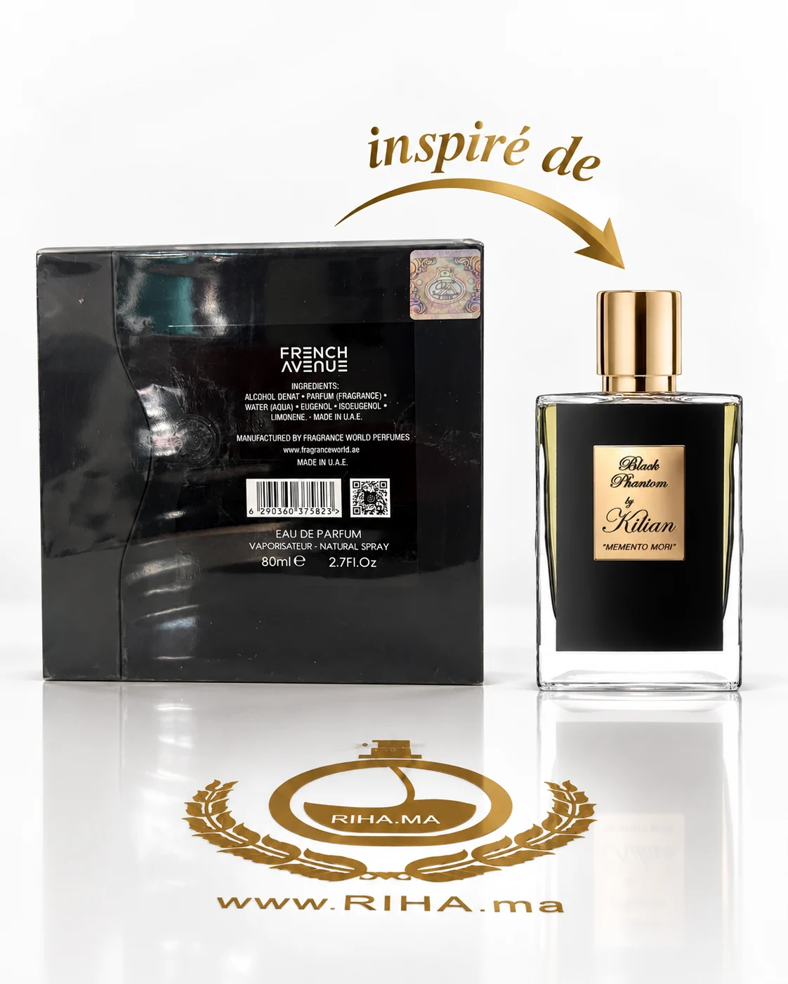 Writh Spectre Eau De Parfum Pour Homme 80ml — photo 2 Flacon de parfum Writh Spectre pour homme sur fond sombre et doré — vue 2