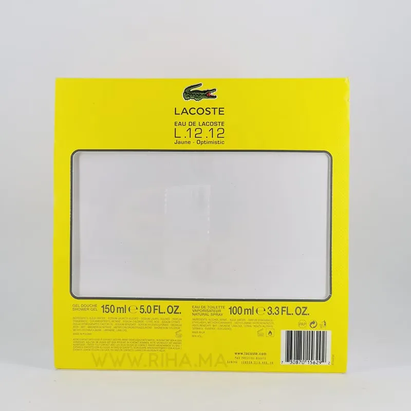 LACOSTE---JAUNE---OPTIMISTICPRIX-AU--MAROC EAU DE LACOSTE L.12 12 JAUNE – LACOSTE Lacoste - parfum Maroc