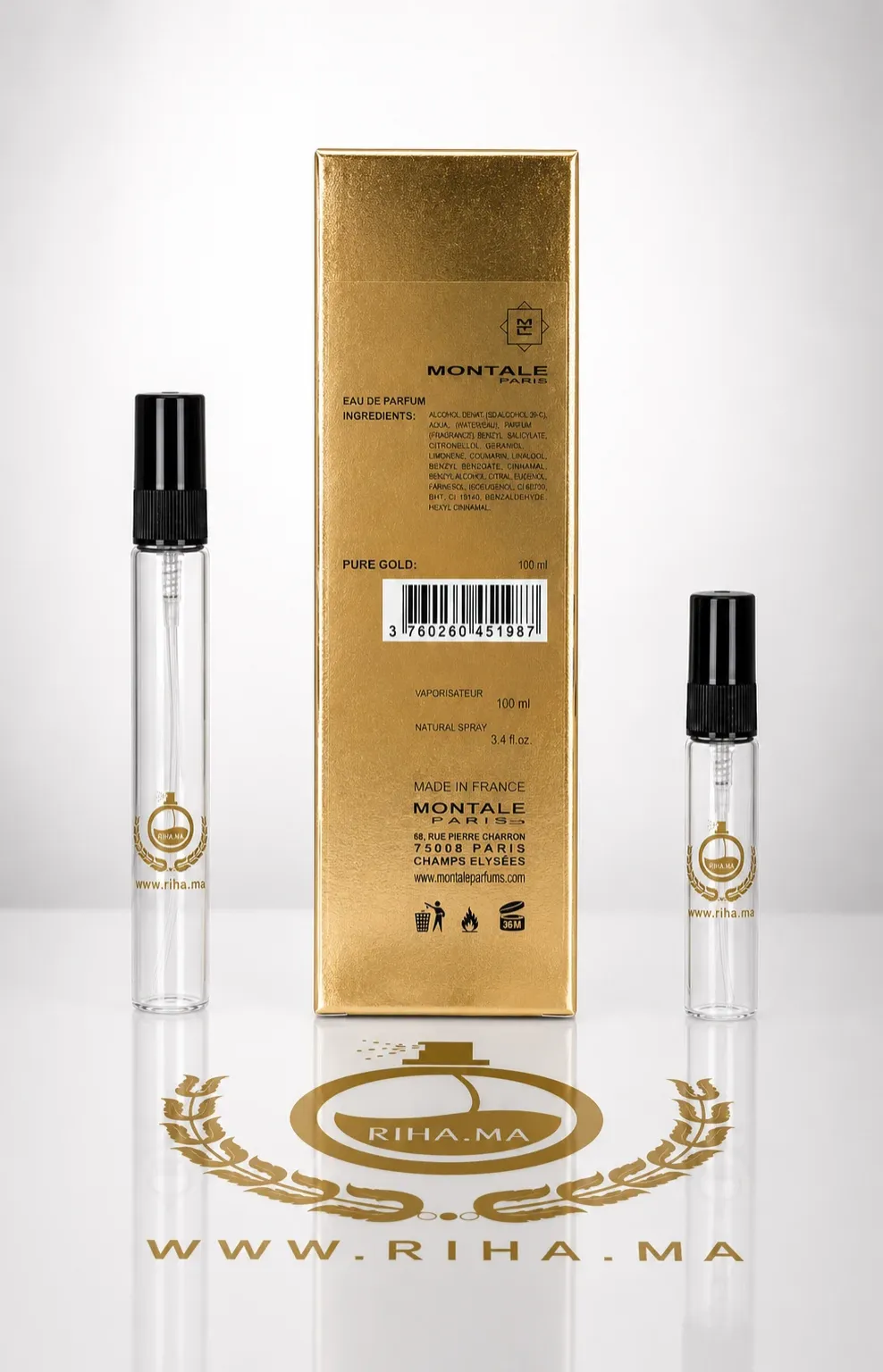 Decantage Pure Gold Montale Eau de Parfum Pour Femme Authentic — photo 2 decantage pure gold montale — Décantage Pure Gold Montale flacon de parfum féminin — vue 2