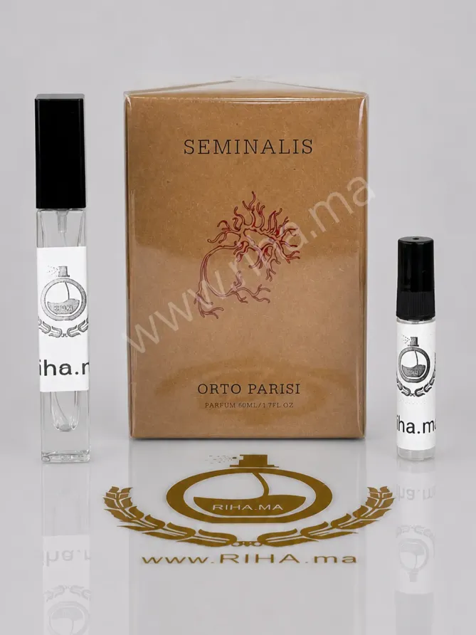 Décantage Seminalis Orto Parisi – Parfum Niche Unisexe Décantage seminalis orto parisi flacon niche unisexe sur fond sombre