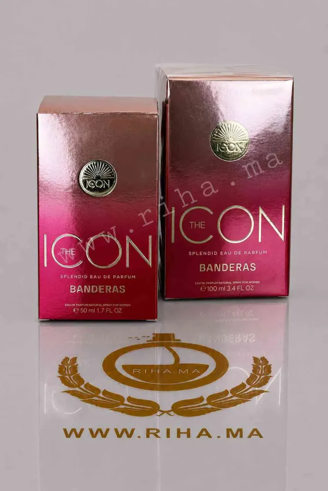 The Icon Splendid - Antonio Banderas Eau De Parfum Pour Femme 50ml ,100ml Flacon de The Icon Splendid Antonio Banderas parfum femme sur fond blanc