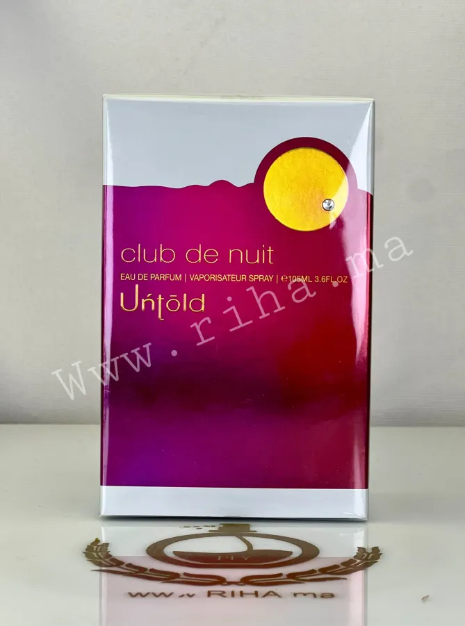 Flacon de club de nuit untold armaf eau de parfum 105ml sur fond noir