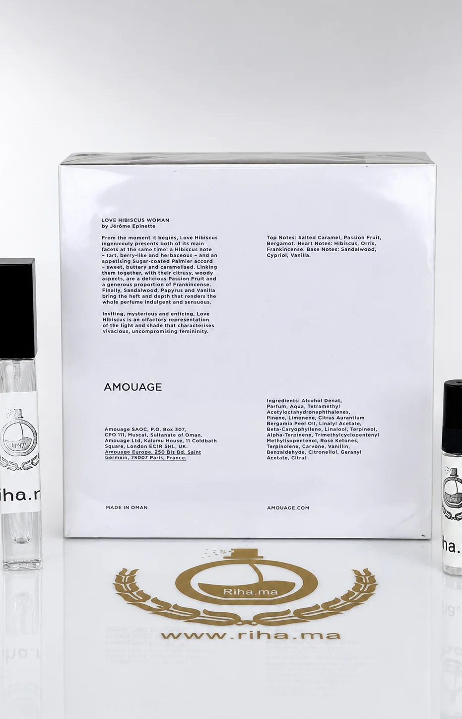 Décantage Amouage Love Tuberose Femme – 3 ml / 5 ml / 10 ml — photo 2 Décantage Amouage Love Tuberose flacon féminin fond blanc élégant — vue 2