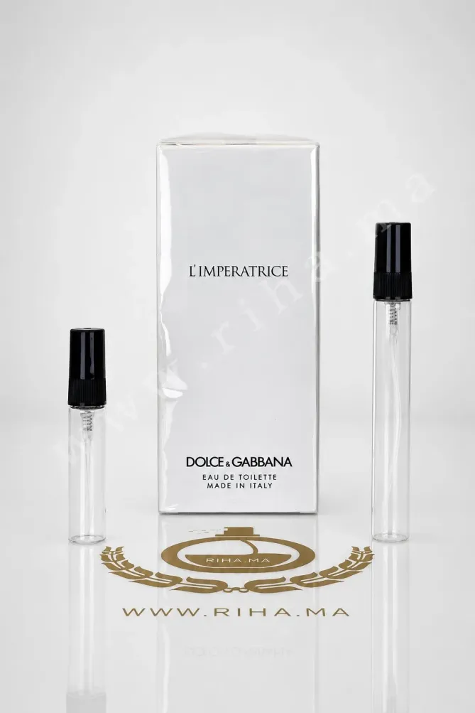 Decantage L'Imperatrice Eau de Toilette Dolce&Gabbana pour femme decantage limperatrice — Flacon de décantage DG Anthology Limperatrice sur fond blanc élégant