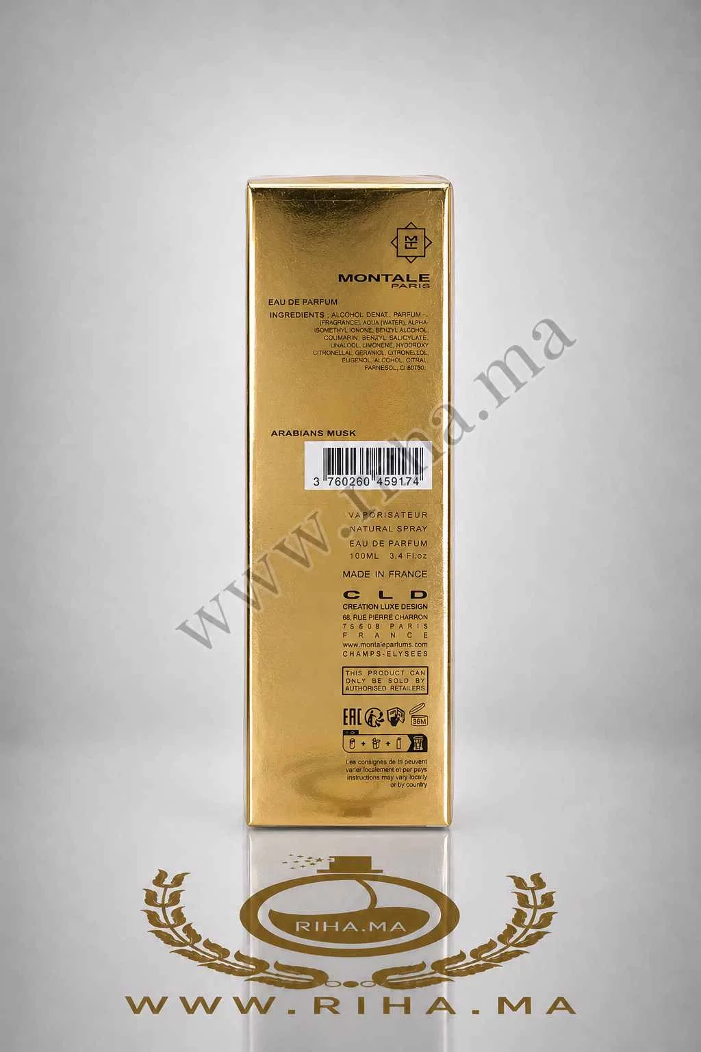Arabians Musk Montale Eau de Parfum 100ml — photo 2 Flacon d'Arabians Musk Montale Eau de Parfum 100ml sur fond noir élégant — vue 2