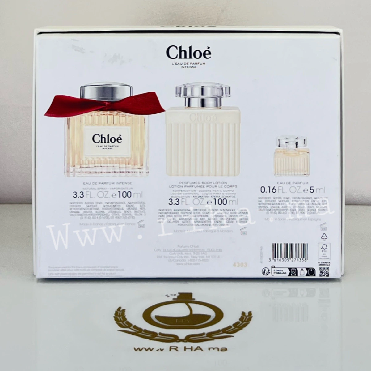 Coffret Chloé L'Eau de Parfum Intense (2024) Chloé Pour Femme 100 ML Authentic — photo 3 coffret chloe — Coffret Chloé L'Eau de Parfum Intense boîte élégante sur fond clair — vue 3