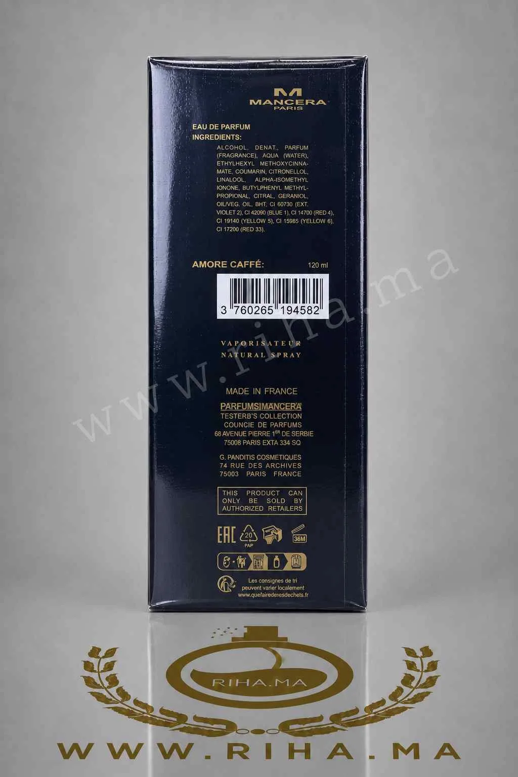 Amore Caffè Mancera Eau de Parfum 120 ML Authentic — photo 2 amore caffe mancera — Flacon d'Amore Caffè Mancera parfum gourmand sur fond blanc — vue 2